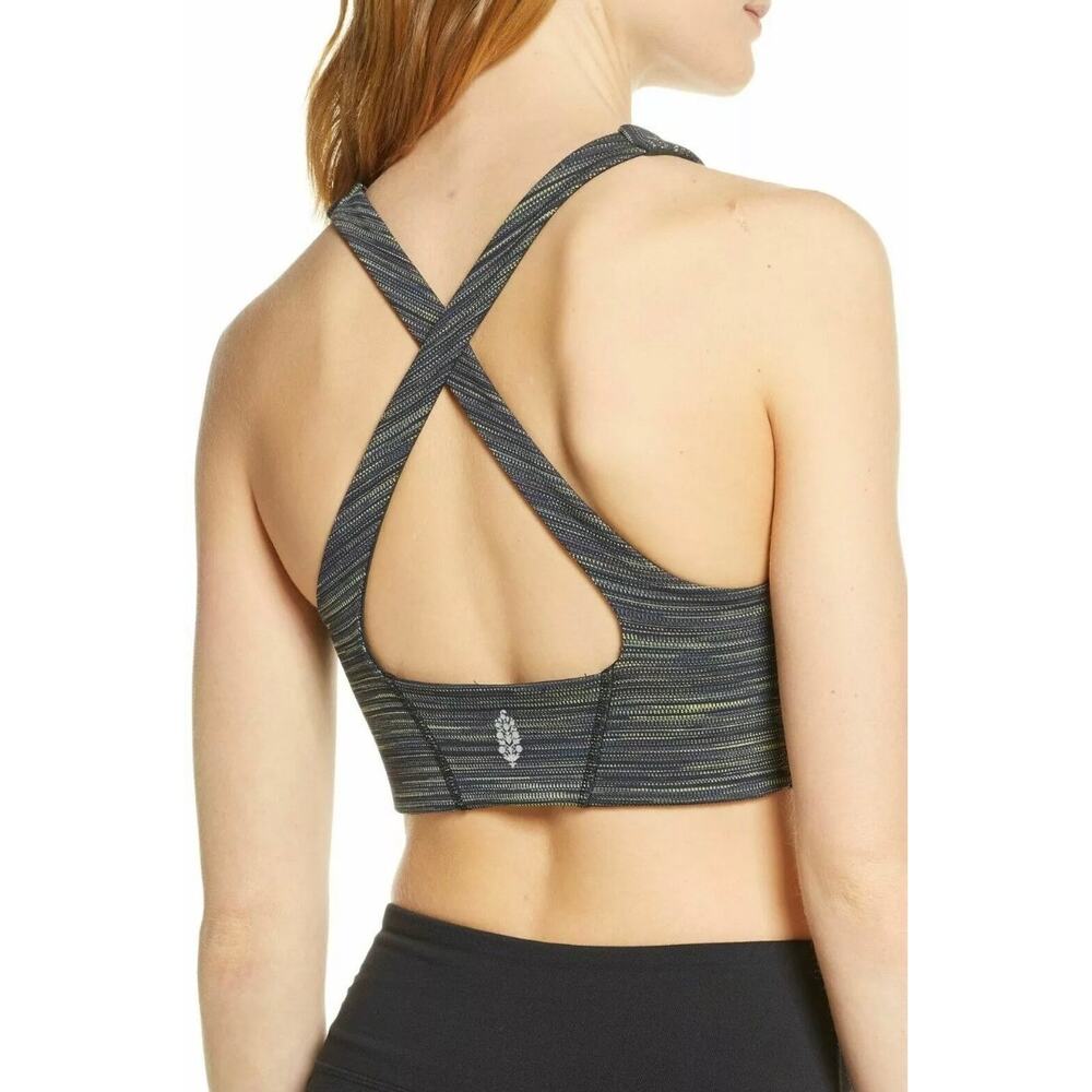 NEW FREE PEOPLE FP Movement Strut Sports Bra Crossback Black Combo Size L Gym - Picture 2 of 6